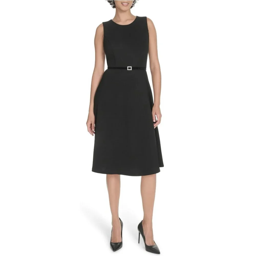 Tommy Hilfiger Women's Sleeveless Scuba Crepe Fit and Flare Midi Dress - Picture 5 of 5